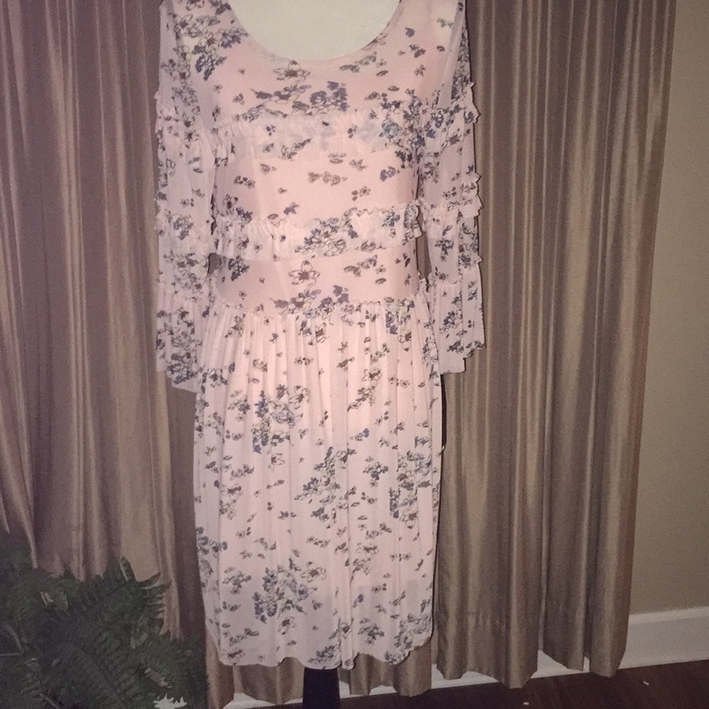 Takara soft, pale pink dress with silky slip